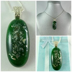 Green and Silver Dichroic Pendant