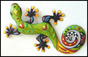 J-425-GR  Gecko - Funky - Whimsical Hand painted metal -green