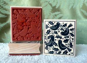 four-calling-birds-rubber-stamp