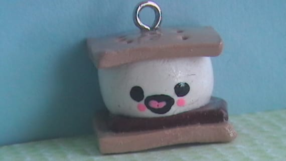 Smores polymer clay charm or pendant (includes clasp) kawaii style ooak