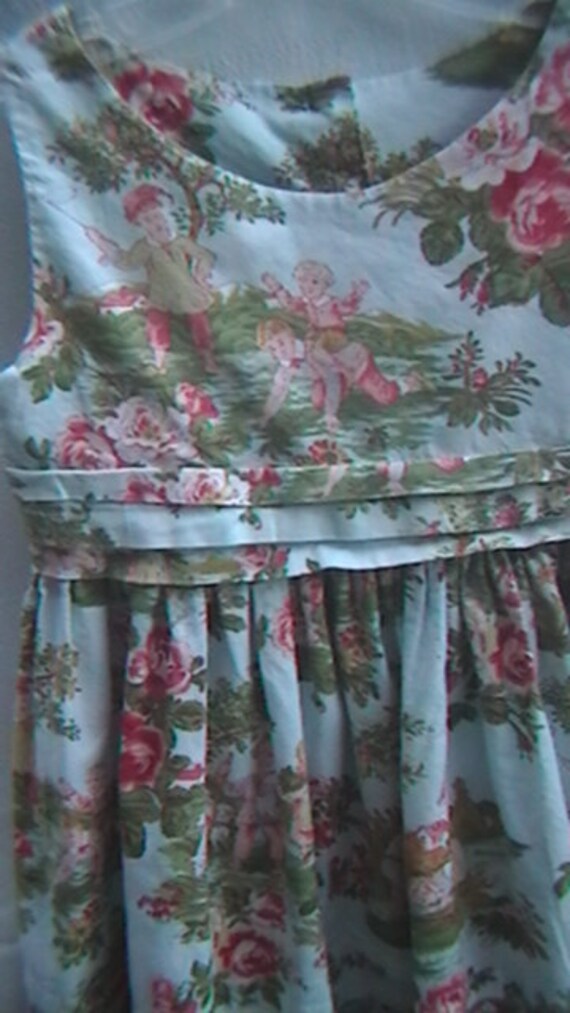 Vintage girls dress pinafore size 7/8 shabby cottage chic ooak handmade pleated-price reduced