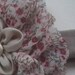 Girls head band handmade fabric flower ooak vintage button and fabric cottage shabby chic baby toddler stretchy