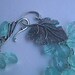 glass cluster bracelet 8" aqua blue turquoise metal leaf clasp ooak