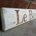 Handcrafted "Le Bain" French Bath Sign in Cream and Natural Wood